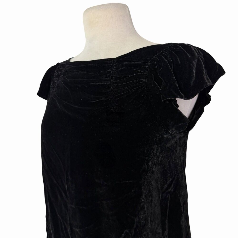 Marc by Marc Jacobs Black Velvet Whimsigoth Balletcore Ruched Bubble Top XS - Picture 5 of 8